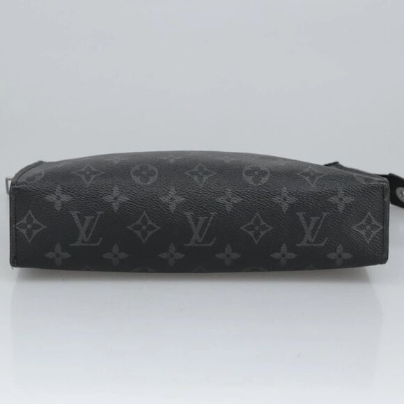 LOUIS VUITTON Monogram Eclipse Pochette Voyage MM Clutch Bag M61692 Auth 101256 - Picture 7 of 16